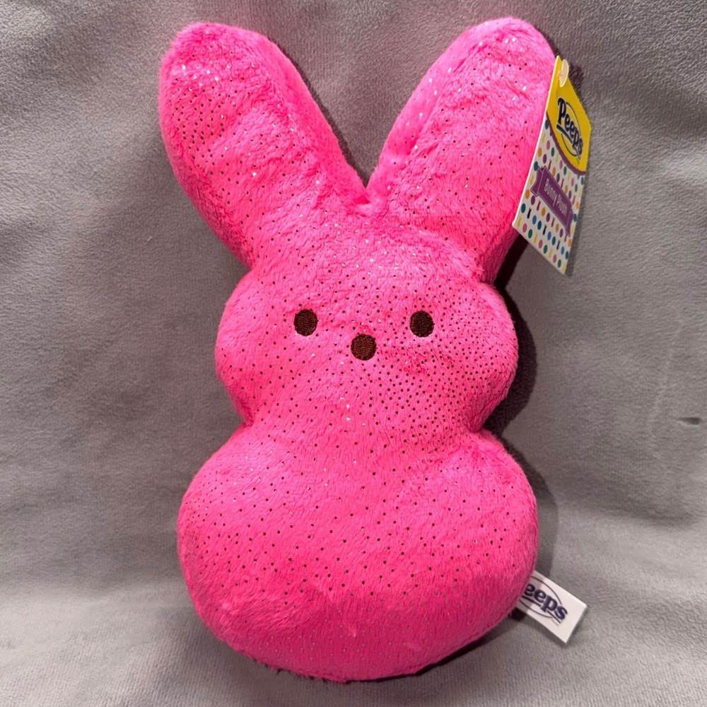 Peeps Bunny‎ Plush Sparkly Pink Easter Stuffed Animal Toy New With Tags 10 in